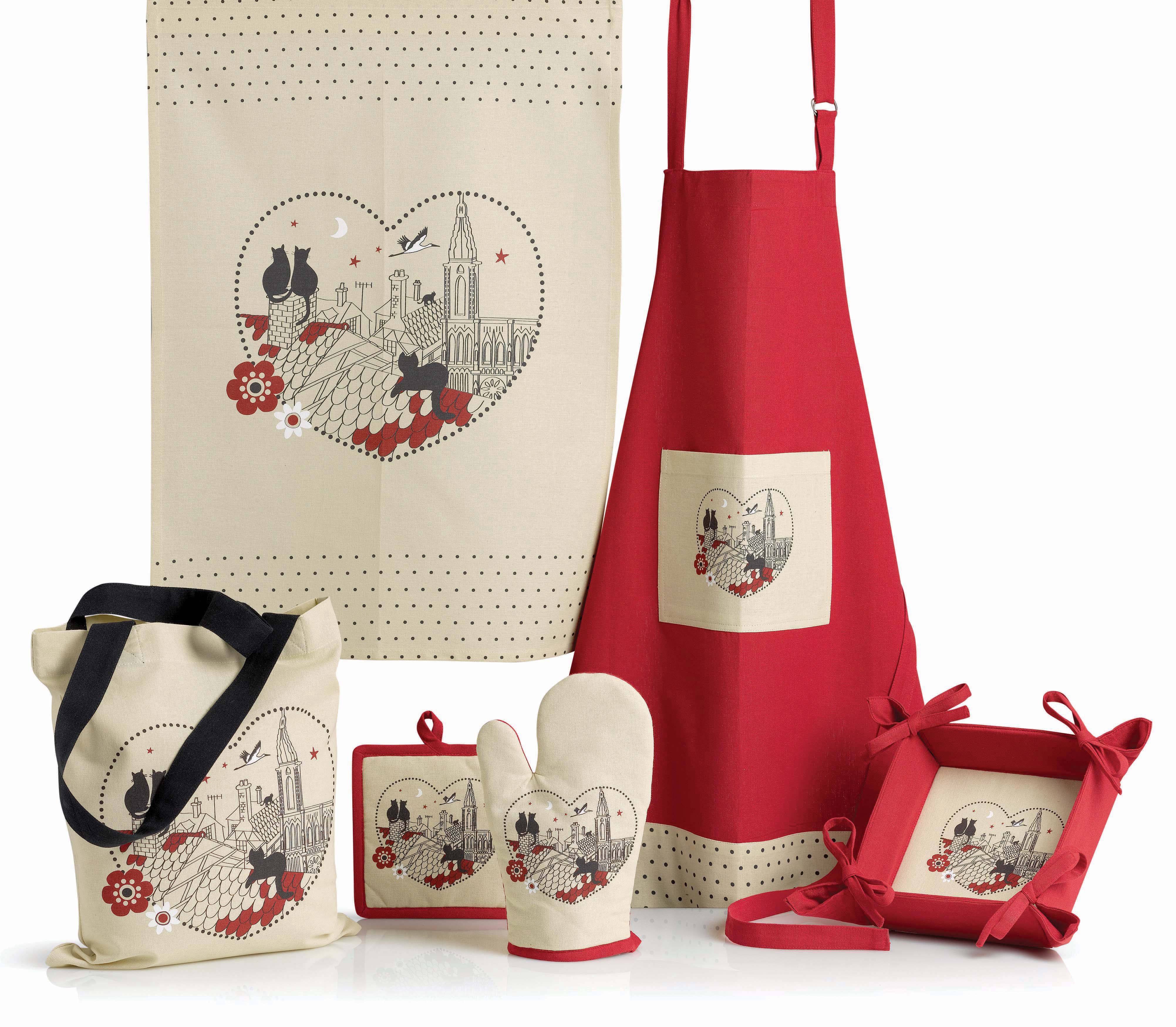 Theedoek Chats Coeur Beige 50 X 70