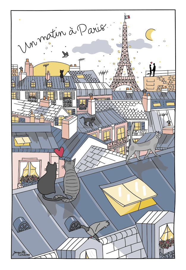 Theedoek Toits de Paris Blanc 48 X 72