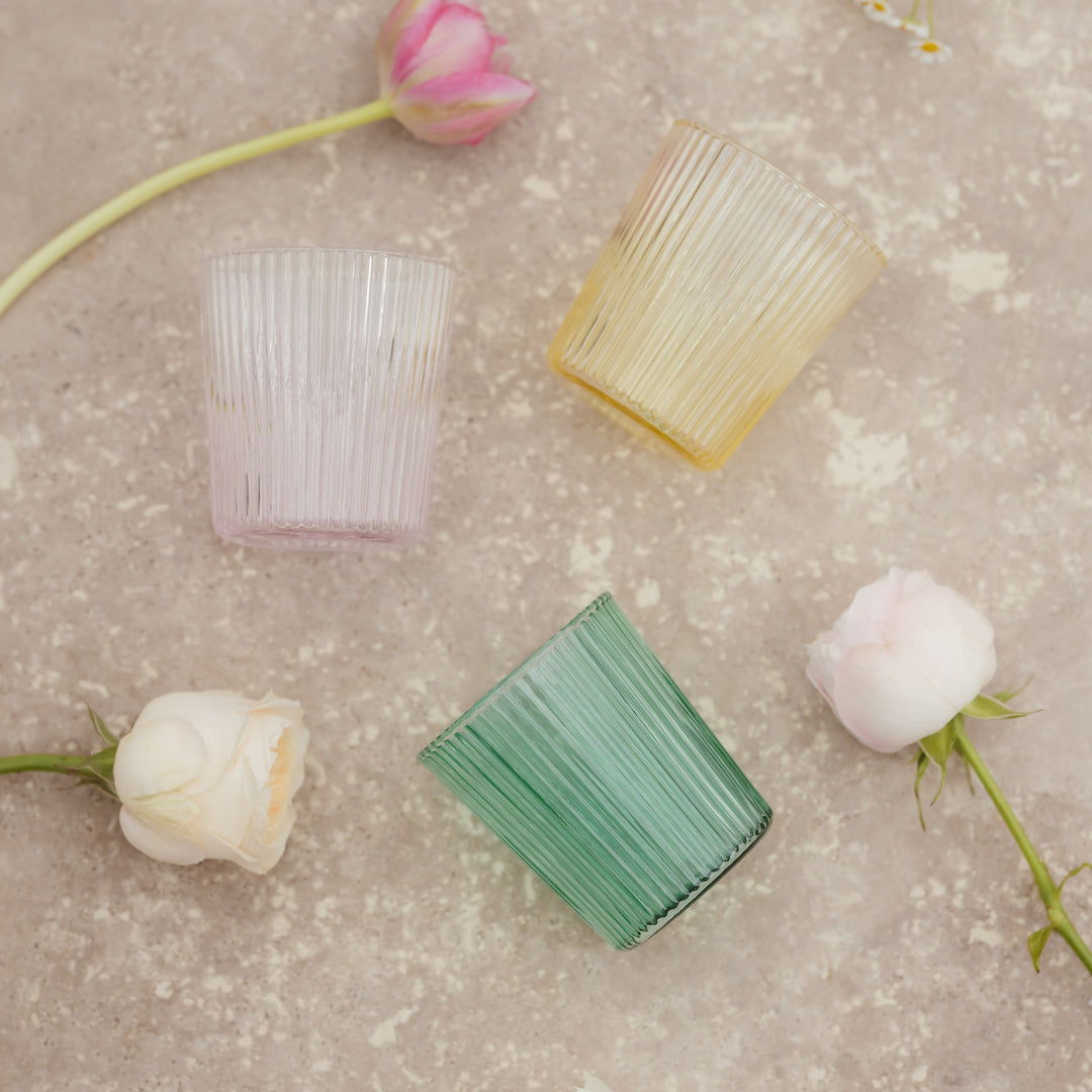 Paveau - Ribbed glas 18 cl Roze - Set van 2