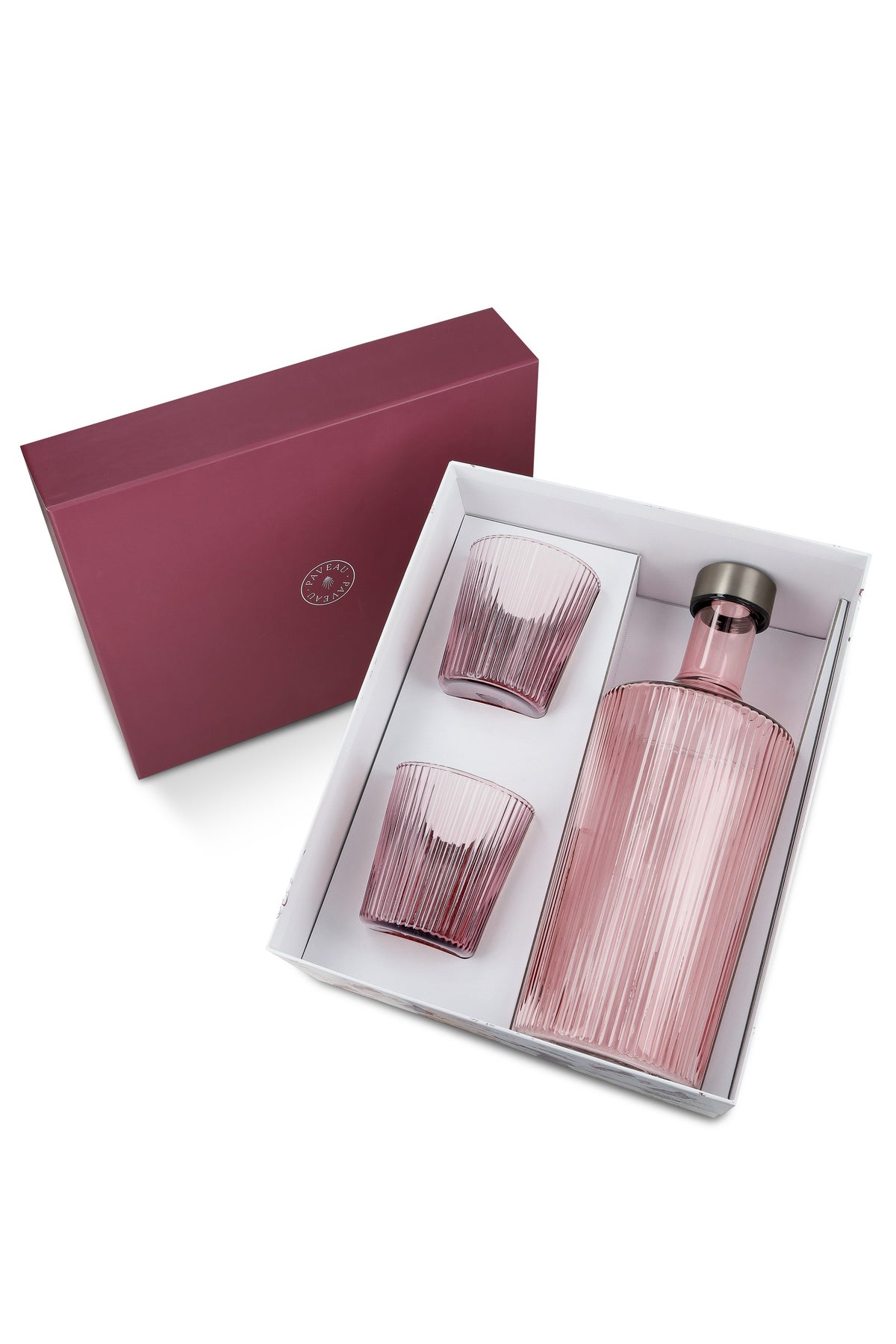 Paveau - Ribbed geschenkset 1 fles + 2 glazen - Broome