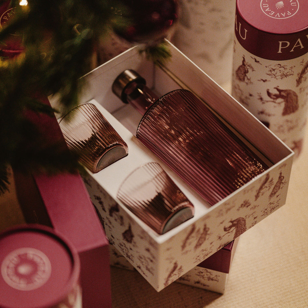 Paveau - Ribbed geschenkset 1 fles + 2 glazen - Broome