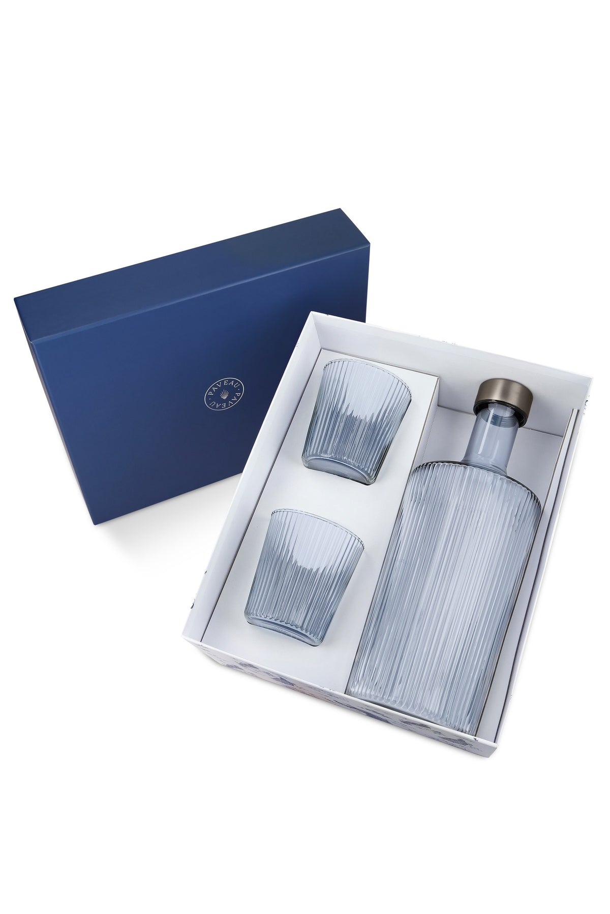 Paveau - Ribbed geschenkset 1 fles + 2 glazen - Twilight