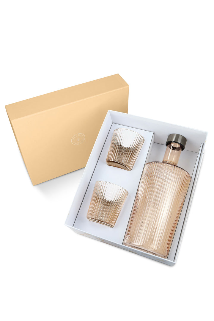 Paveau - Ribbed geschenkset 1 fles + 2 glazen - Bells