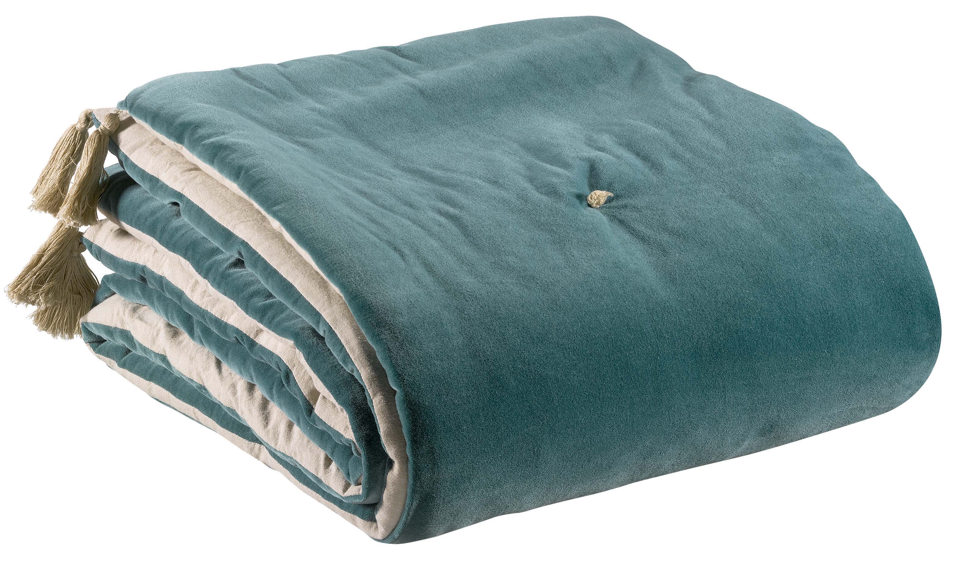 Elise dekbed met pompons Vert de gris 80 X 180