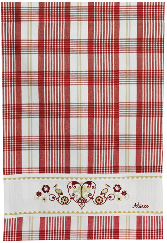 Theedoek ruiten Harz Rouge 70 X 50