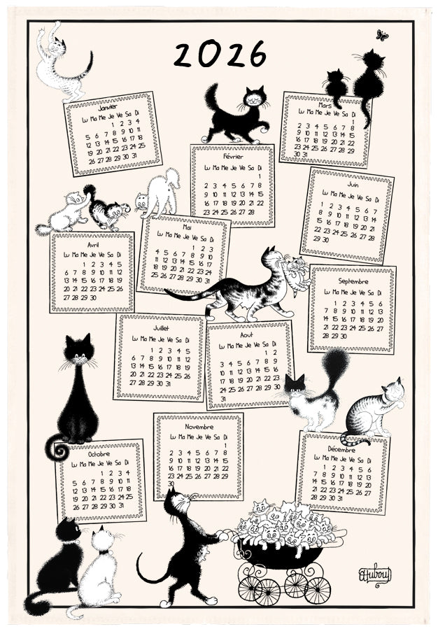 Theedoek Dubout Calendrier 2026 Écru 48 X 72