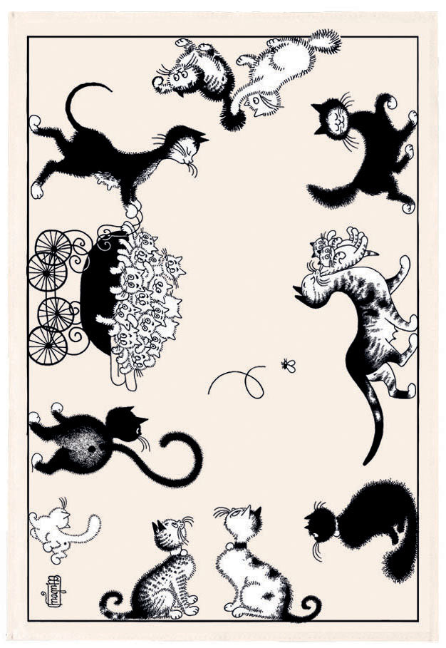 Theedoek Dubout Chats farandole Écru 48 X 72