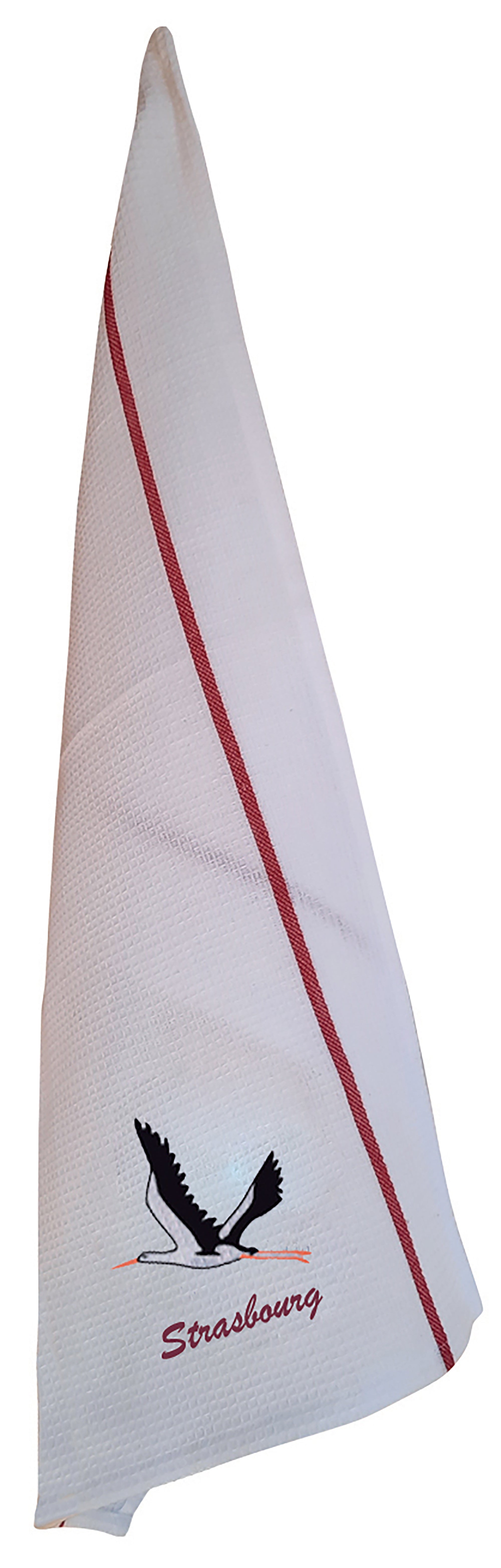 Wafeldoek Cigogne Envol Strasbourg Blanc/Rouge 50 X 70