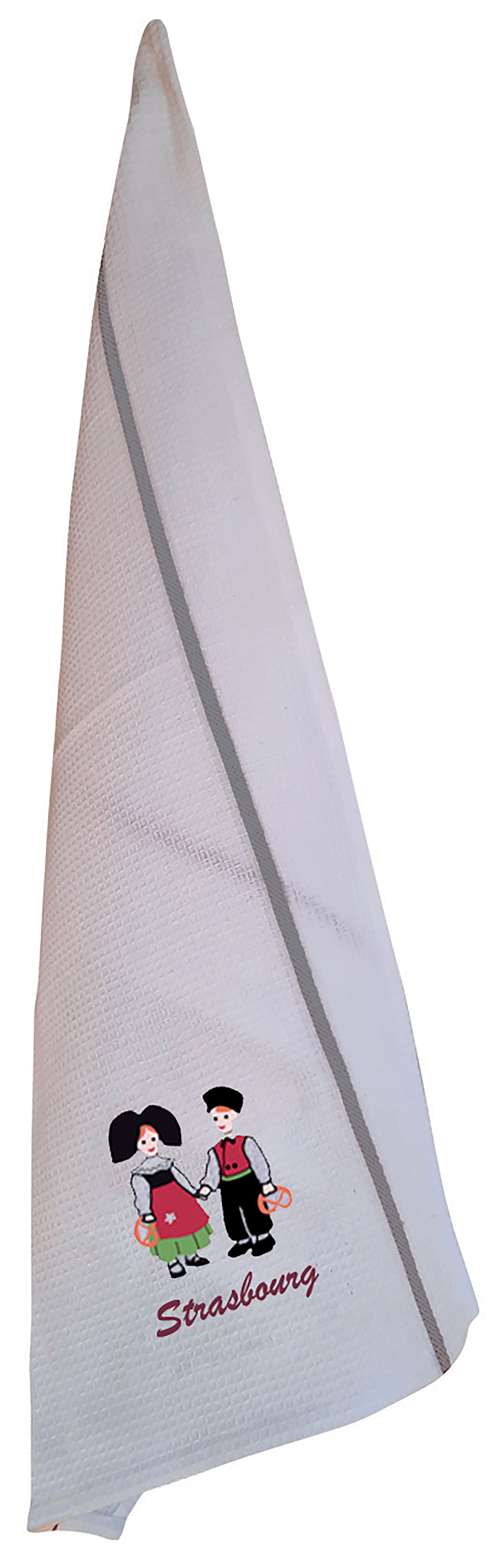 Wafeldoek Broderie Alsace Blanc/Gris 50 X 70