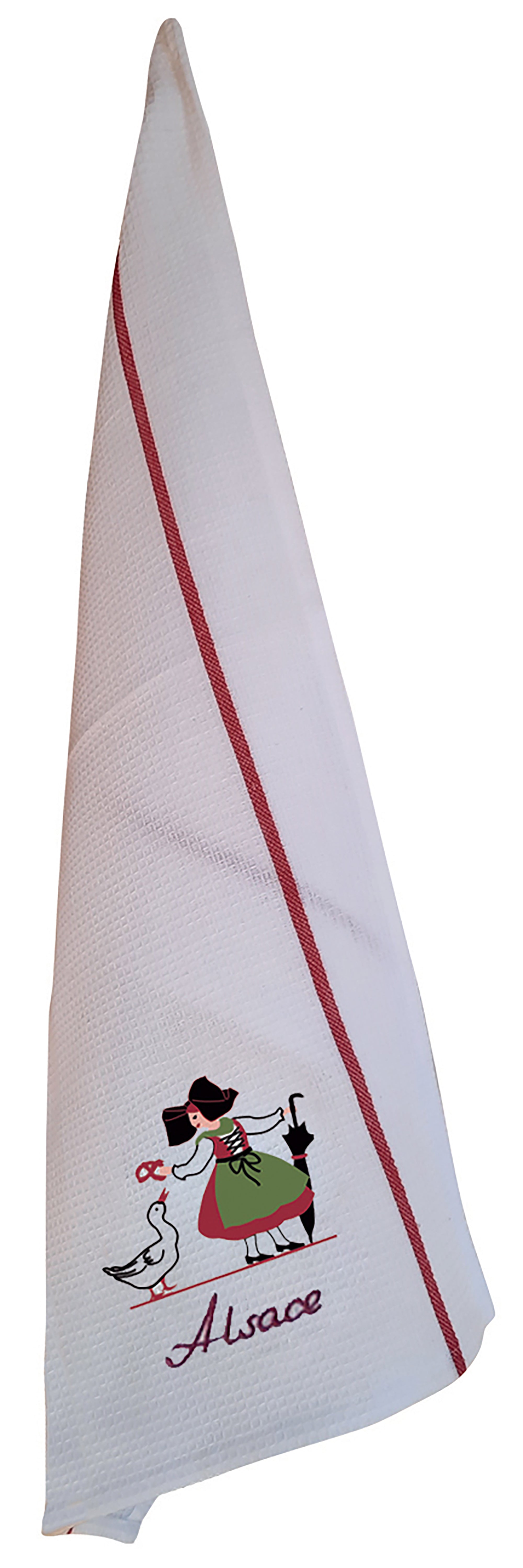 Wafeldoek Alsacienne Oie Blanc/Rouge 70 X 50