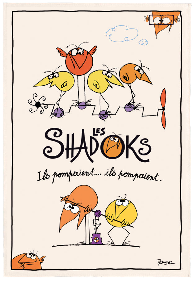 Theedoek Shadoks Ils pompaient Écru 48 X 72