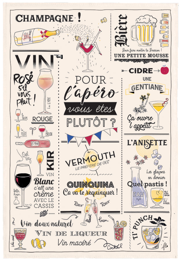 Theedoek Verres et apéros Écru 48 X 72