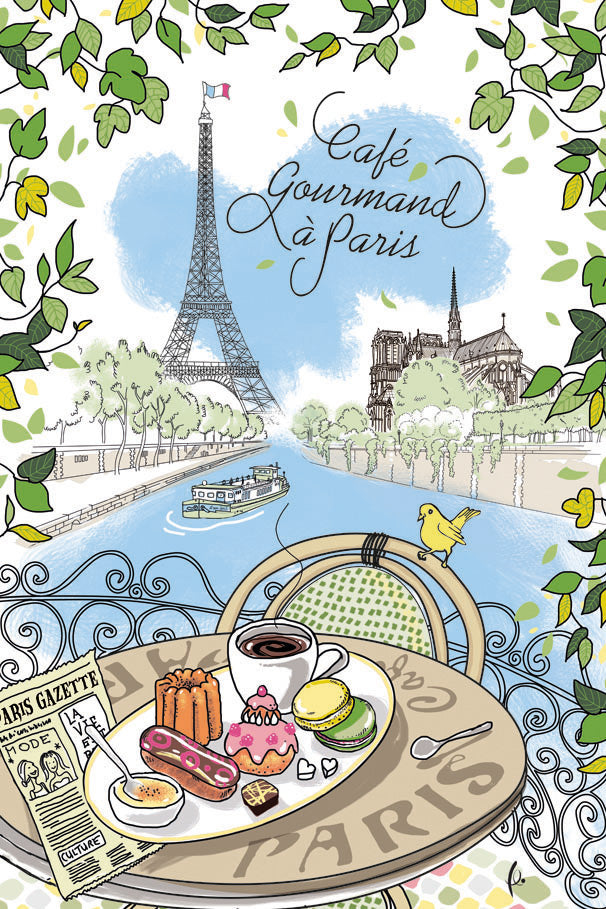 Theedoek Paris Café gourmand Blanc 48 X 72