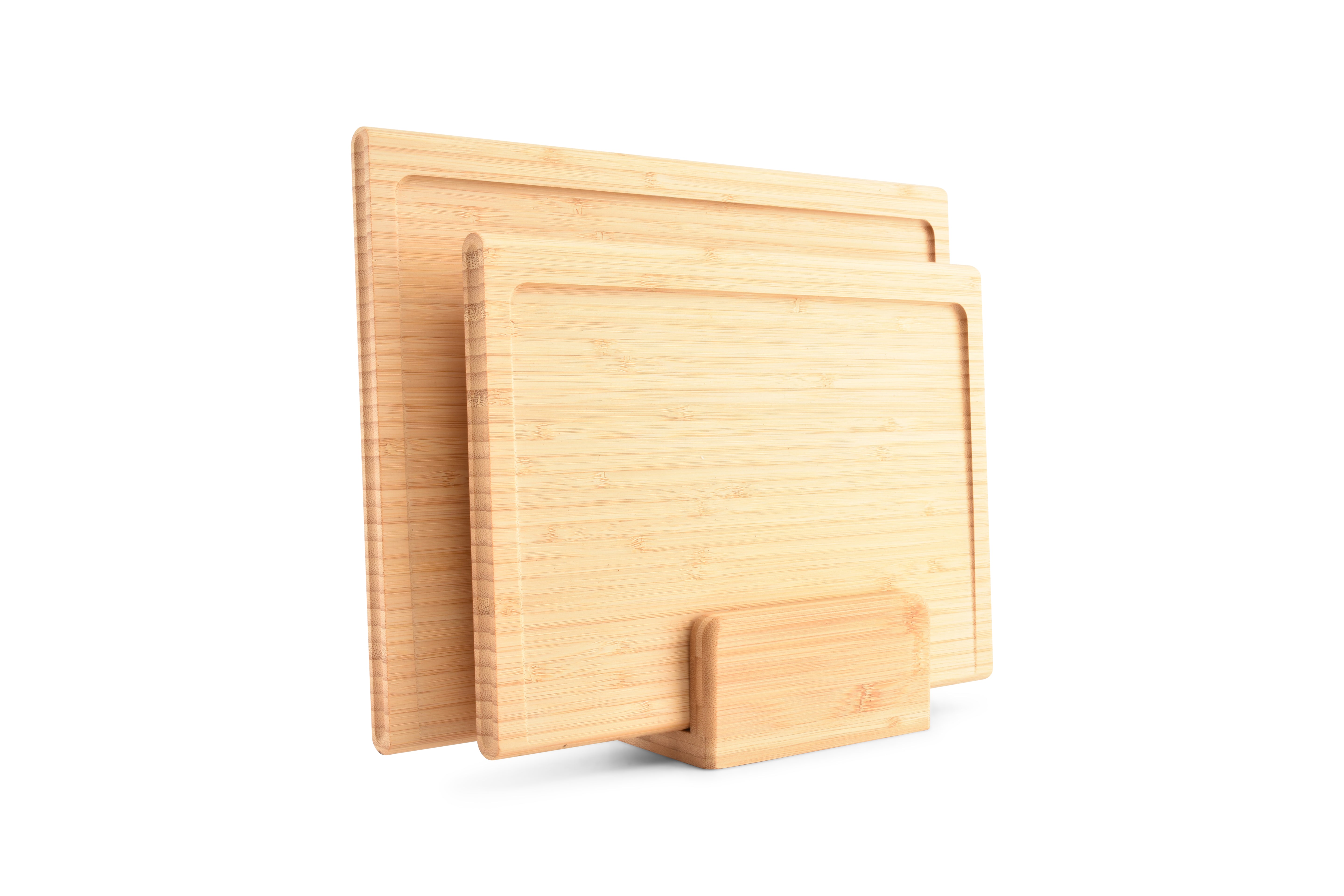 Snijplank 30,5x23xH2cm/35,5x28xH2cm met houder Bamboo - set/2
