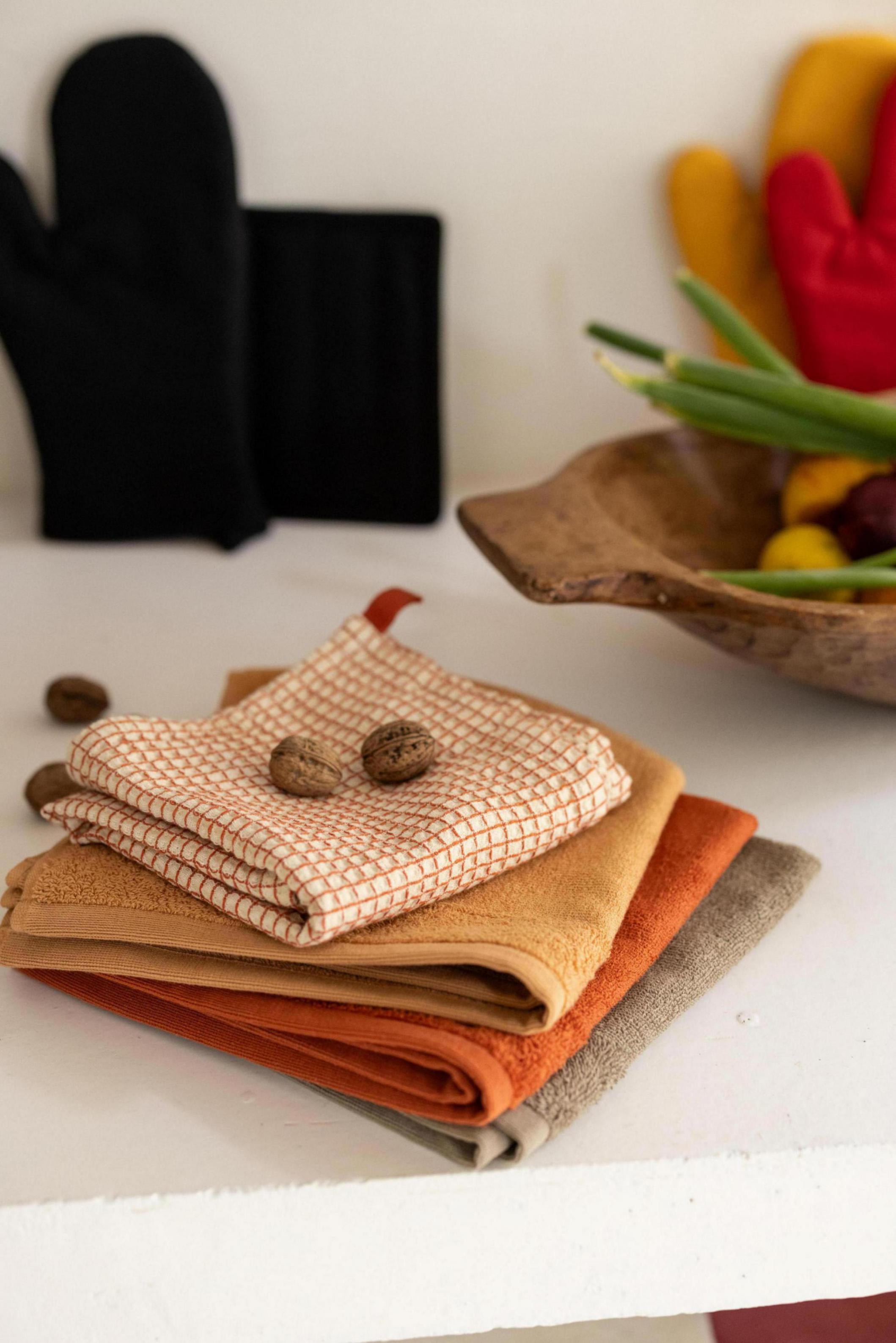 Tweekleurige wafeldoek Mumba Marmelade 50 X 70