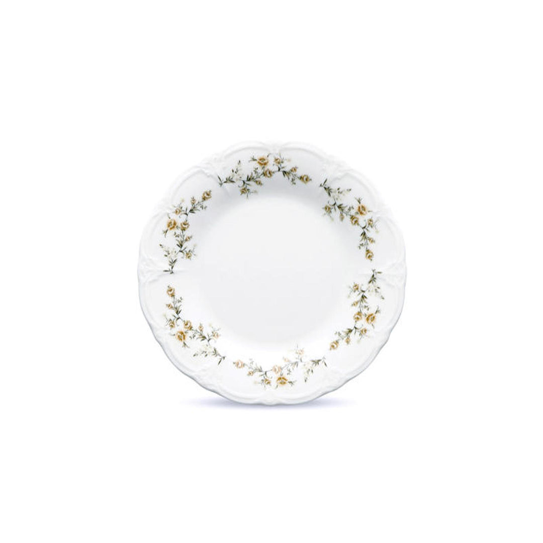 Bonbistro - Plat bord 20,5cm Bruine bloem Retro - Set van 6