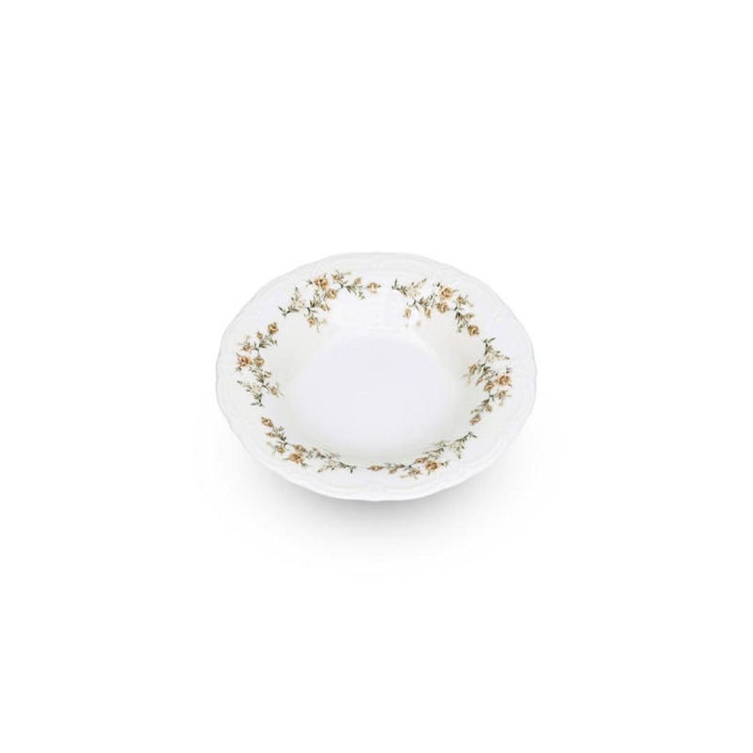 Bonbistro - Diep bord 23,5/14xH4cm Bruine bloem Retro - Set van 6