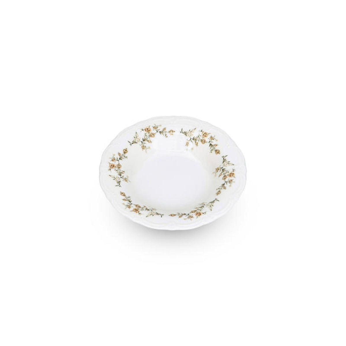 Bonbistro - Diep bord 23,5/14xH4cm Bruine bloem Retro - Set van 6