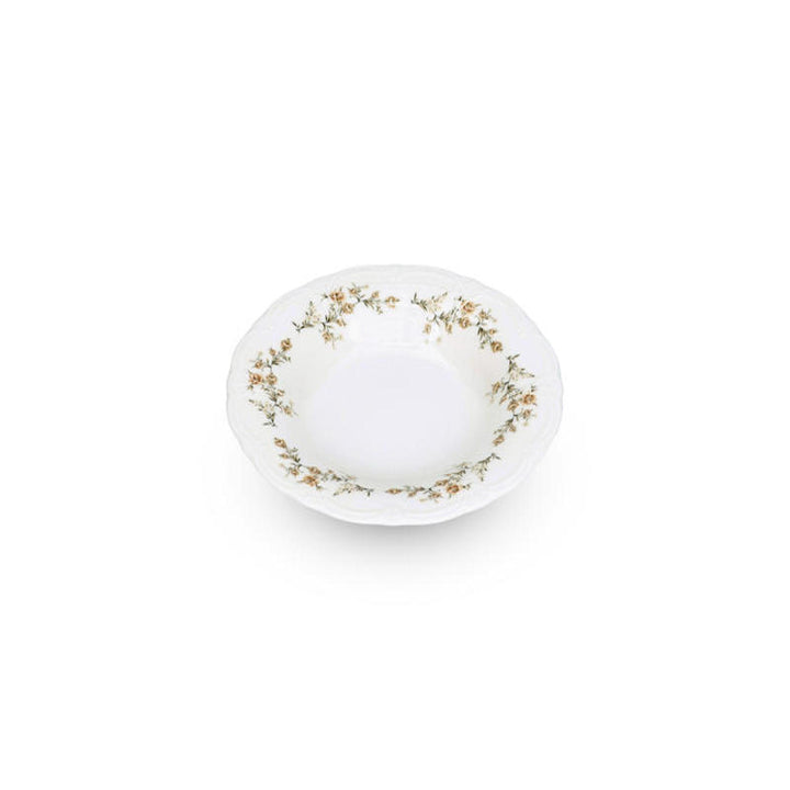 Bonbistro - Diep bord 23,5/14xH4cm Bruine bloem Retro - Set van 6