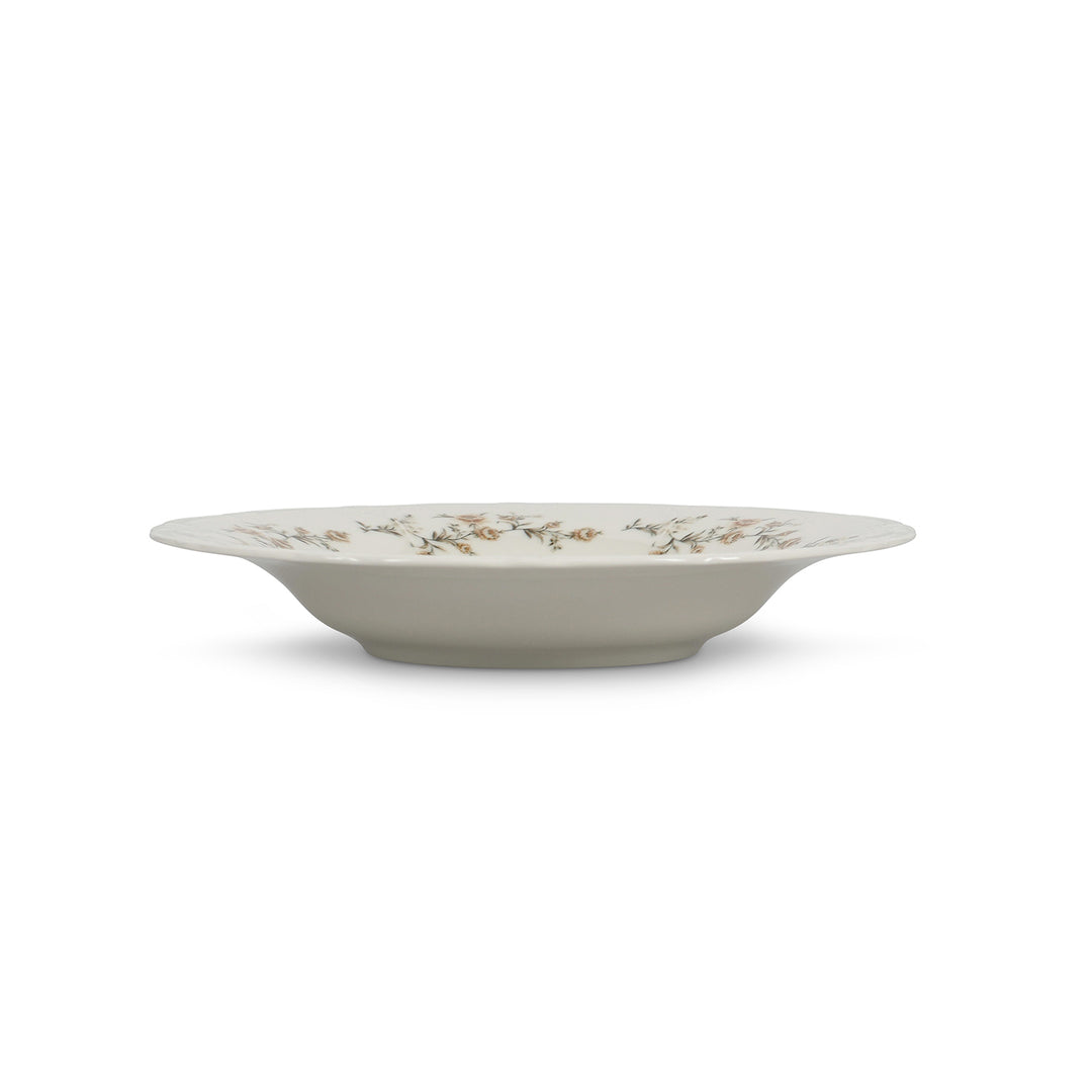 Bonbistro - Diep bord 23,5/14xH4cm Bruine bloem Retro - Set van 6