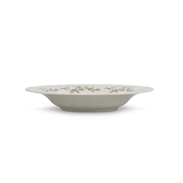 Bonbistro - Diep bord 23,5/14xH4cm Bruine bloem Retro - Set van 6