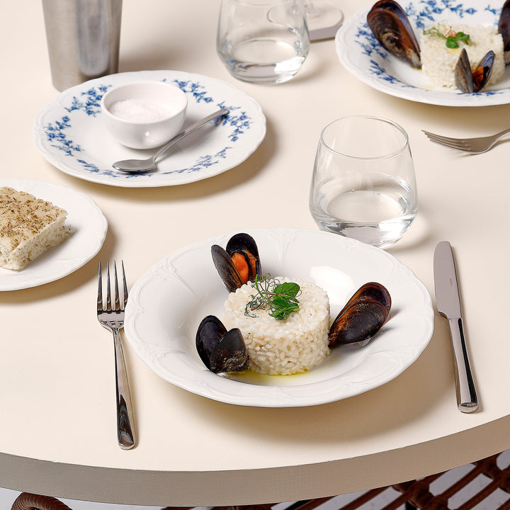 Bonbistro - Diep bord 23,5/14xH4cm ivoor Retro - Set van 6