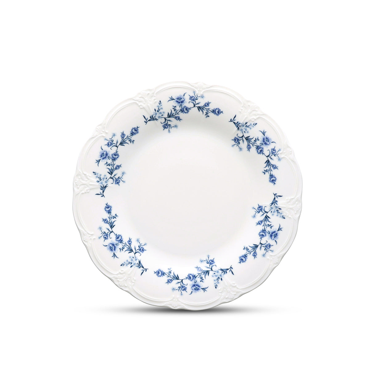 Bonbistro - Plat bord 32cm Blauw flower Retro