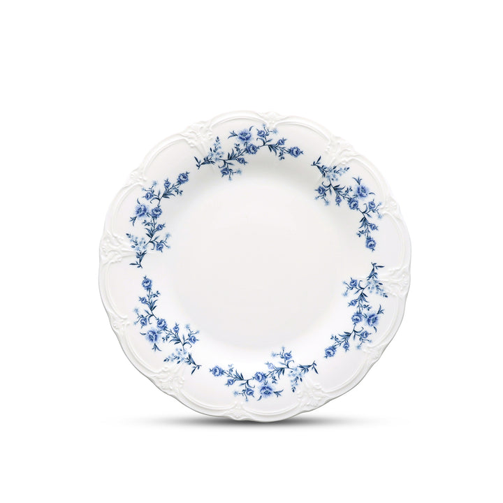 Bonbistro - Plat bord 32cm Blauw flower Retro