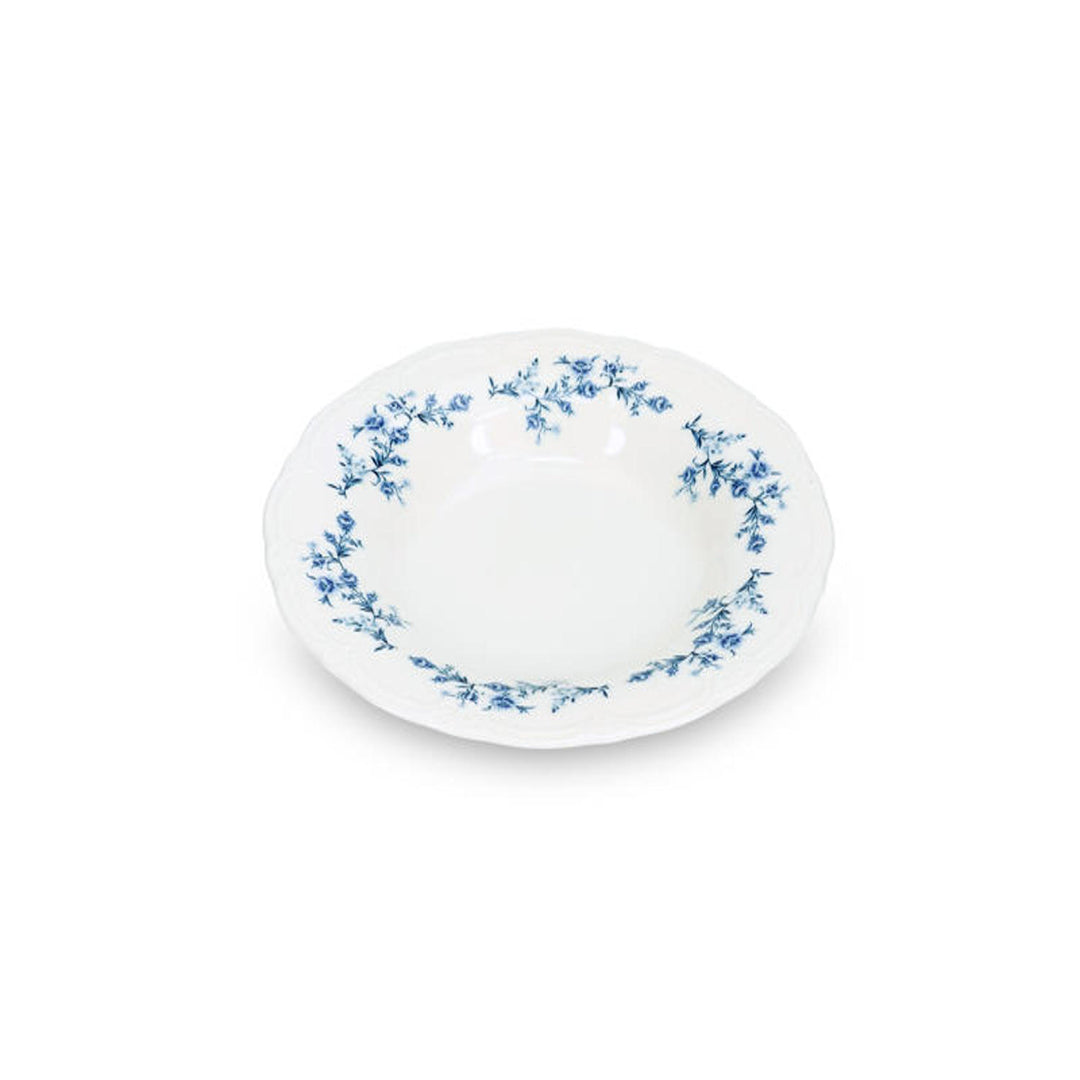 Bonbistro - Diep bord 23,5/14xH4cm Blauw flower Retro
