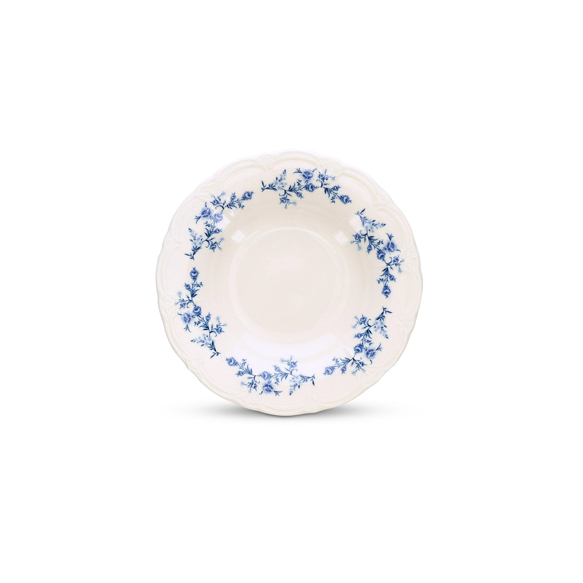 Bonbistro - Diep bord 23,5/14xH4cm Blauw flower Retro