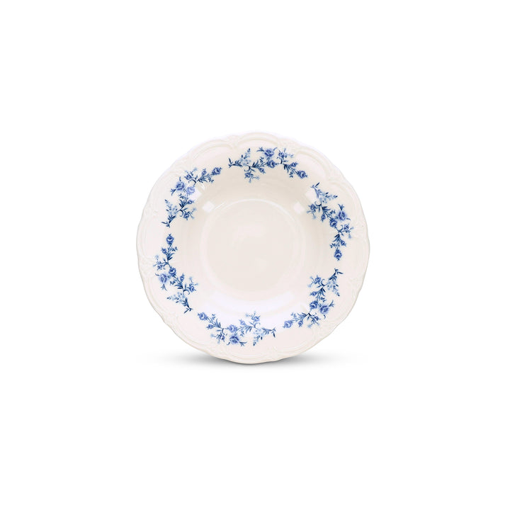 Bonbistro - Diep bord 23,5/14xH4cm Blauw flower Retro