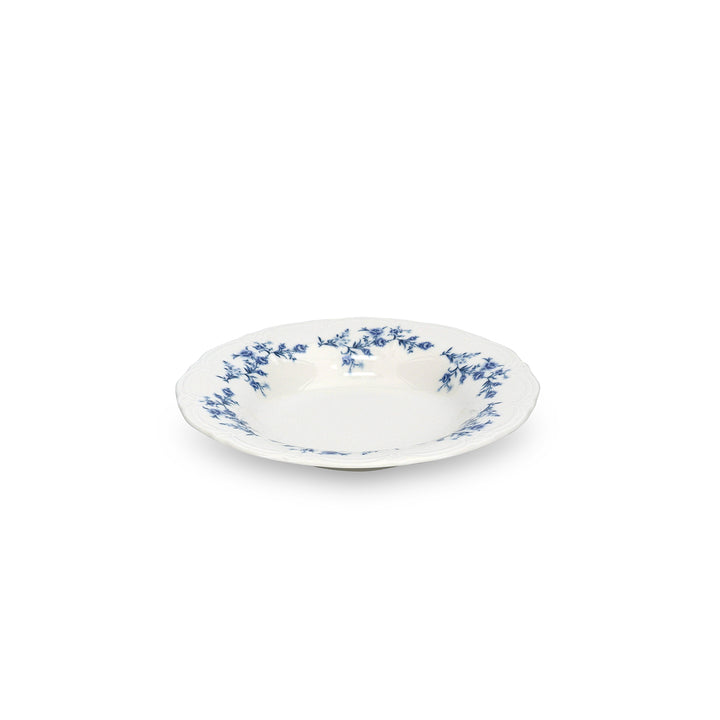Bonbistro - Diep bord 23,5/14xH4cm Blauw flower Retro