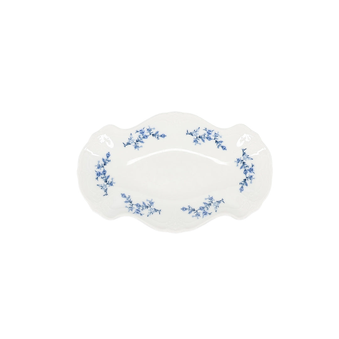 Bonbistro - Serveerschaal 26x16cm Blauw flower Retro