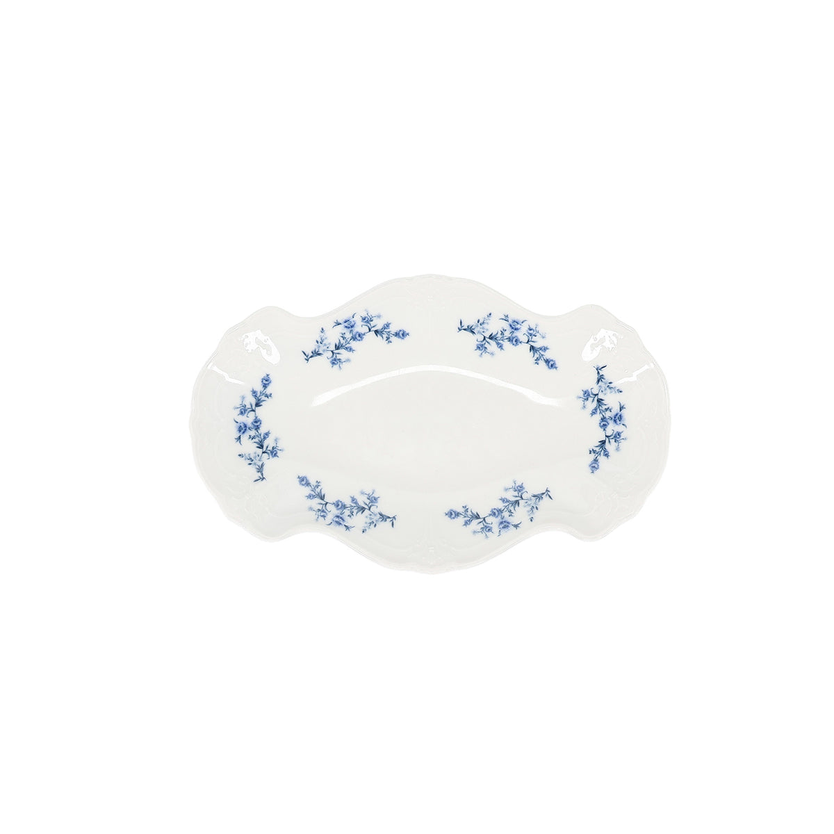 Bonbistro - Serveerschaal 26x16cm Blauw flower Retro