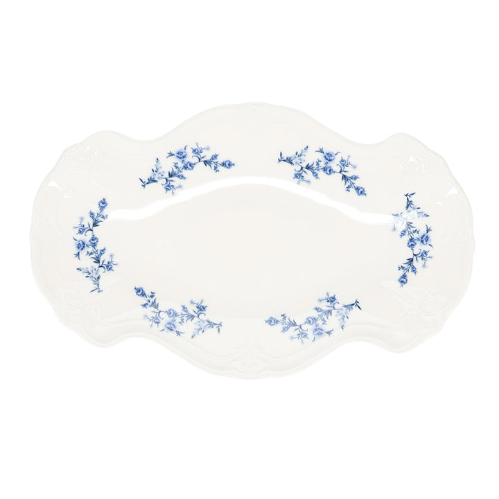 Bonbistro - Serveerschaal 39x25cm Blauw flower Retro