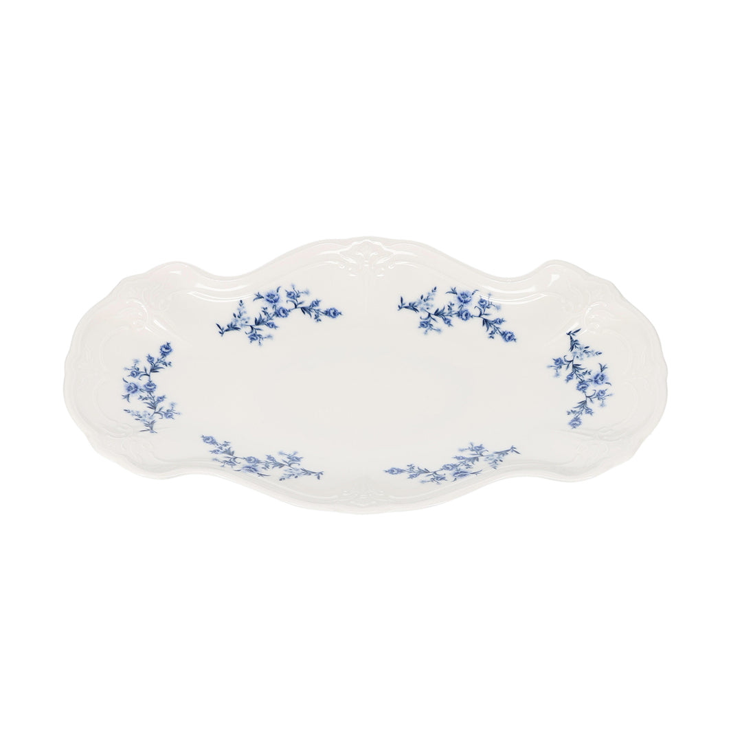 Bonbistro - Serveerschaal 39x25cm Blauw flower Retro