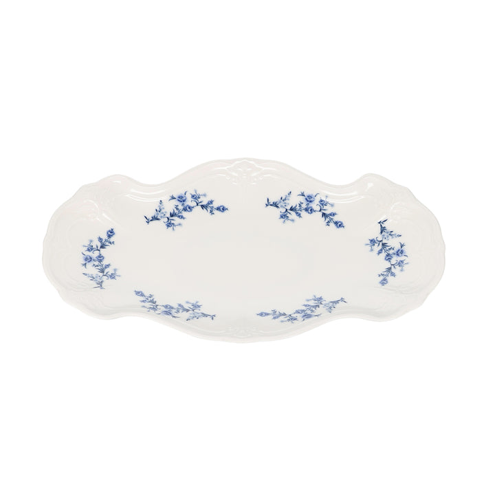 Bonbistro - Serveerschaal 39x25cm Blauw flower Retro