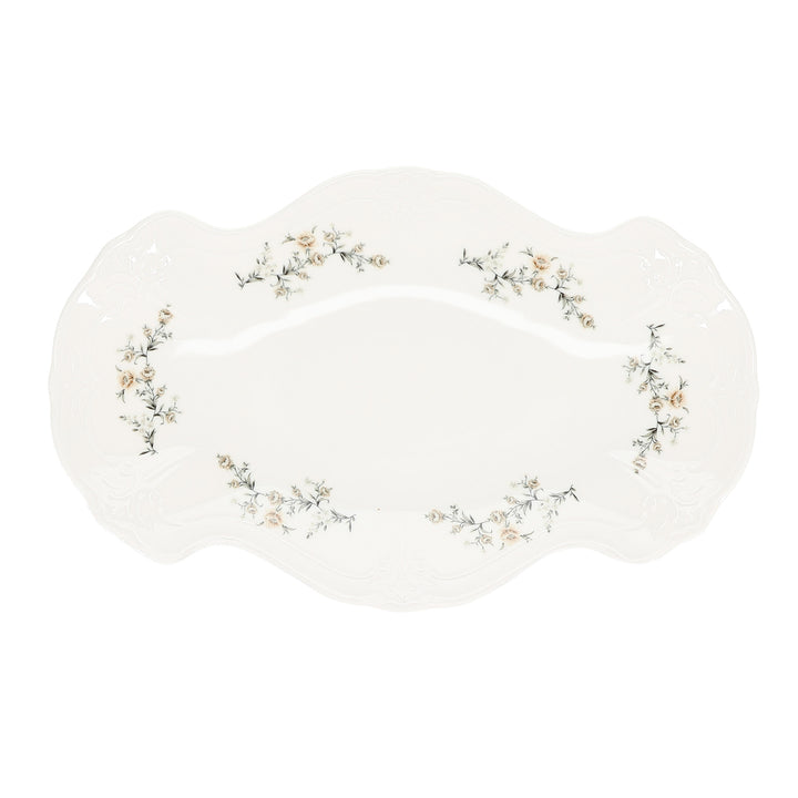 Bonbistro - Serveerschaal 39x25cm Bruine bloem Retro