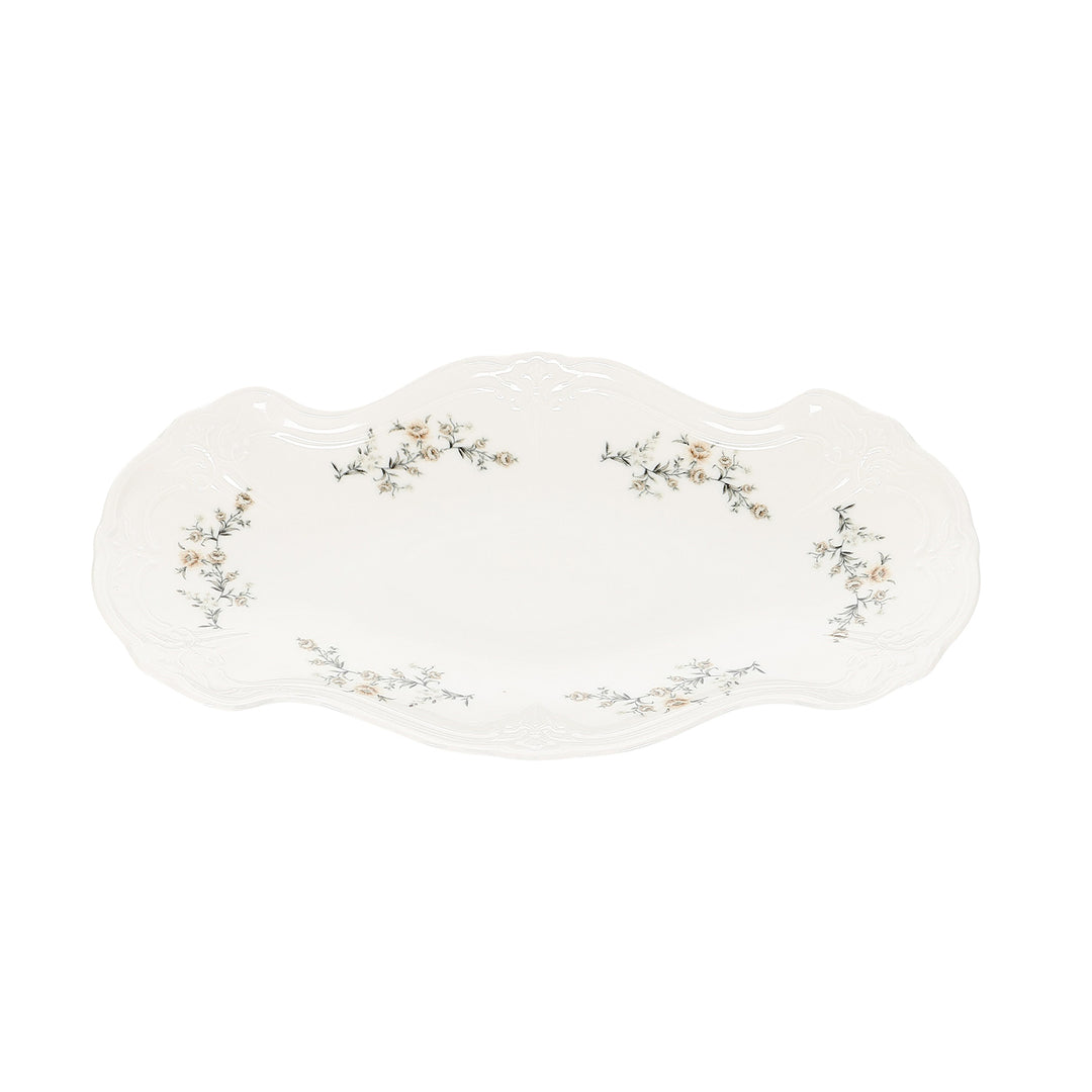 Bonbistro - Serveerschaal 39x25cm Bruine bloem Retro