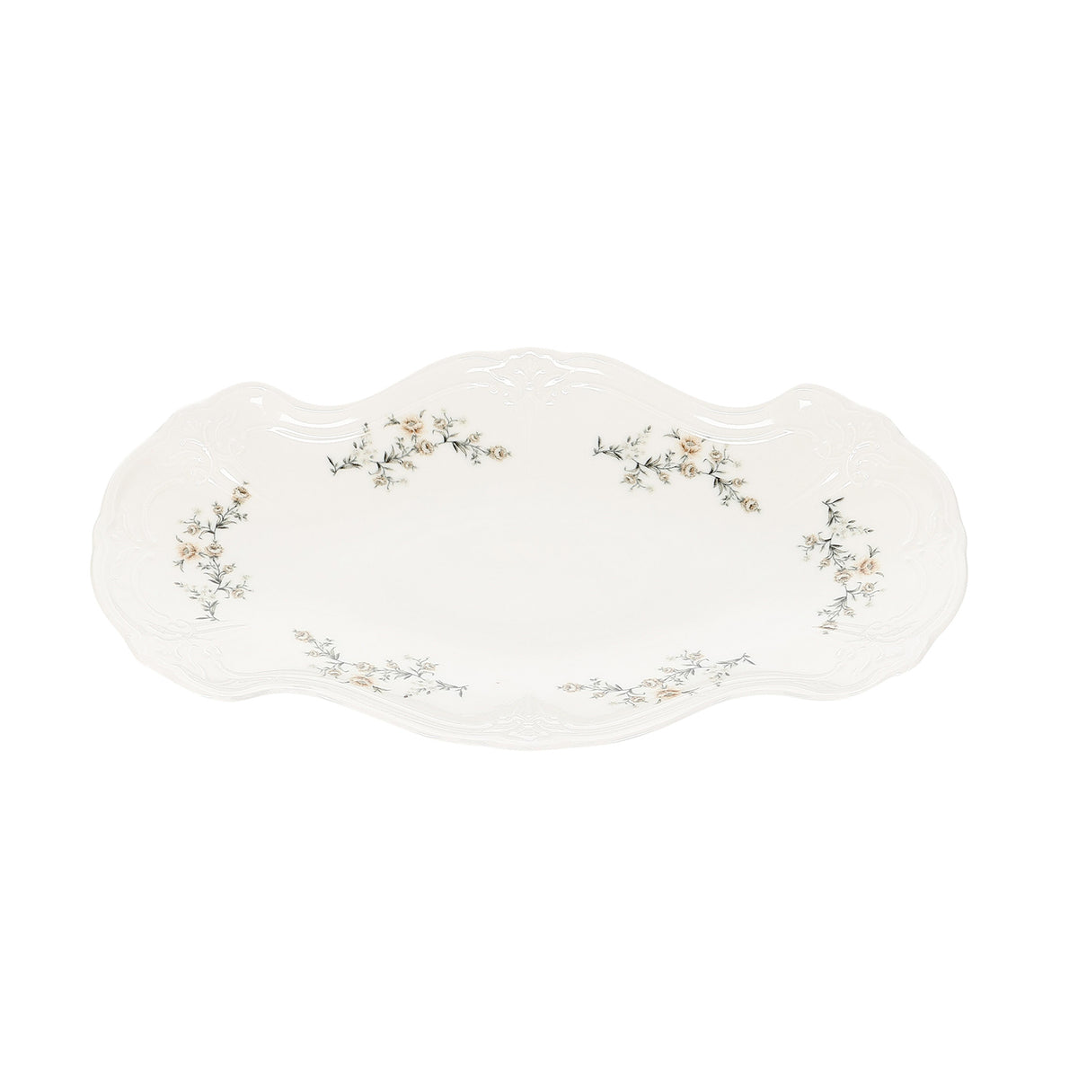 Bonbistro - Serveerschaal 39x25cm Bruine bloem Retro