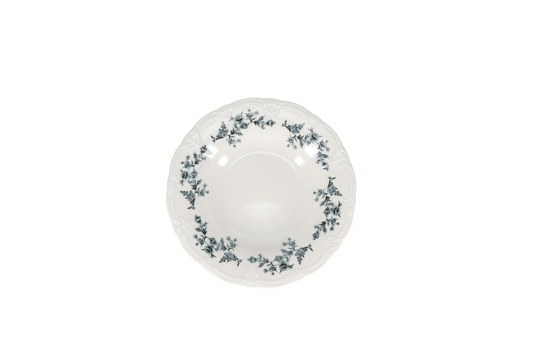 Bonbistro - Diep bord 23,5/14xH4cm black flower Retro (set van 6)