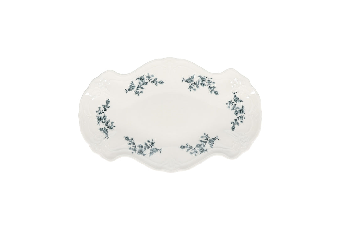 Bonbistro - Serveerschaal 39x25cm black flower Retro