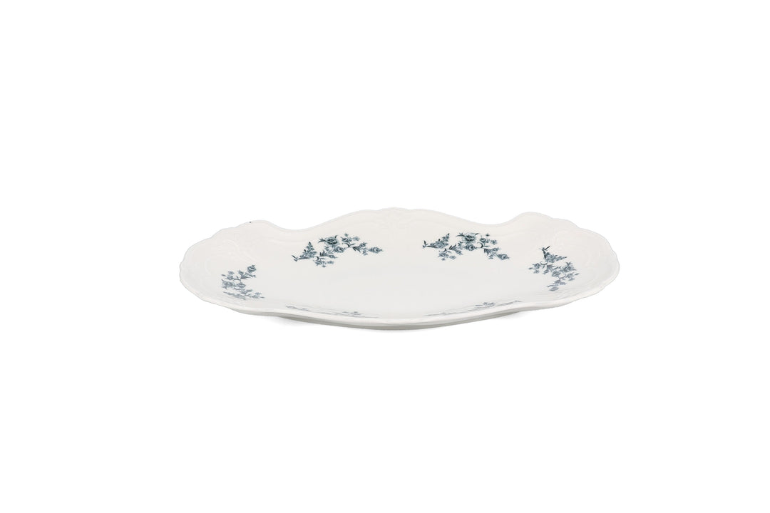 Bonbistro - Serveerschaal 39x25cm black flower Retro (set van 2)