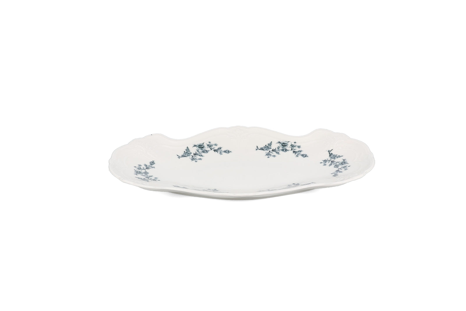 Bonbistro - Serveerschaal 39x25cm black flower Retro (set van 2)