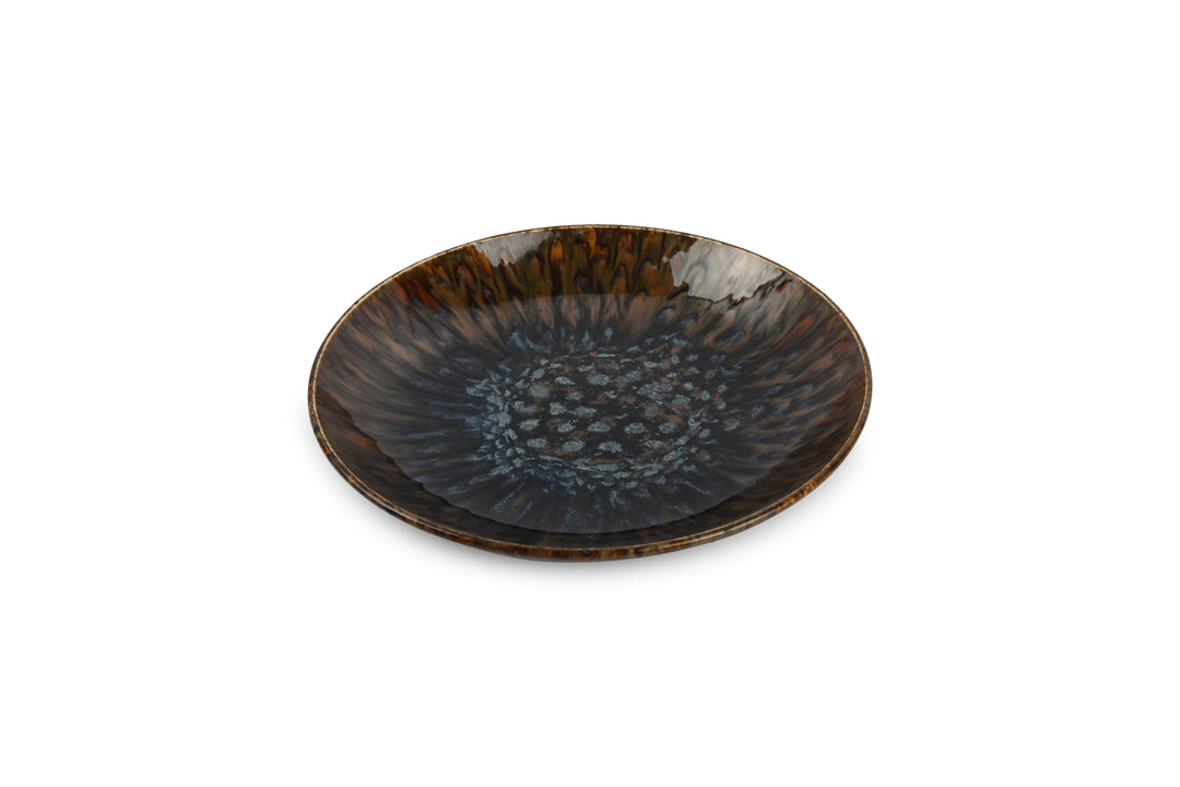 Bonbistro - Diep bord 26xH4,5cm bruin/blauw Resto - Set van 3