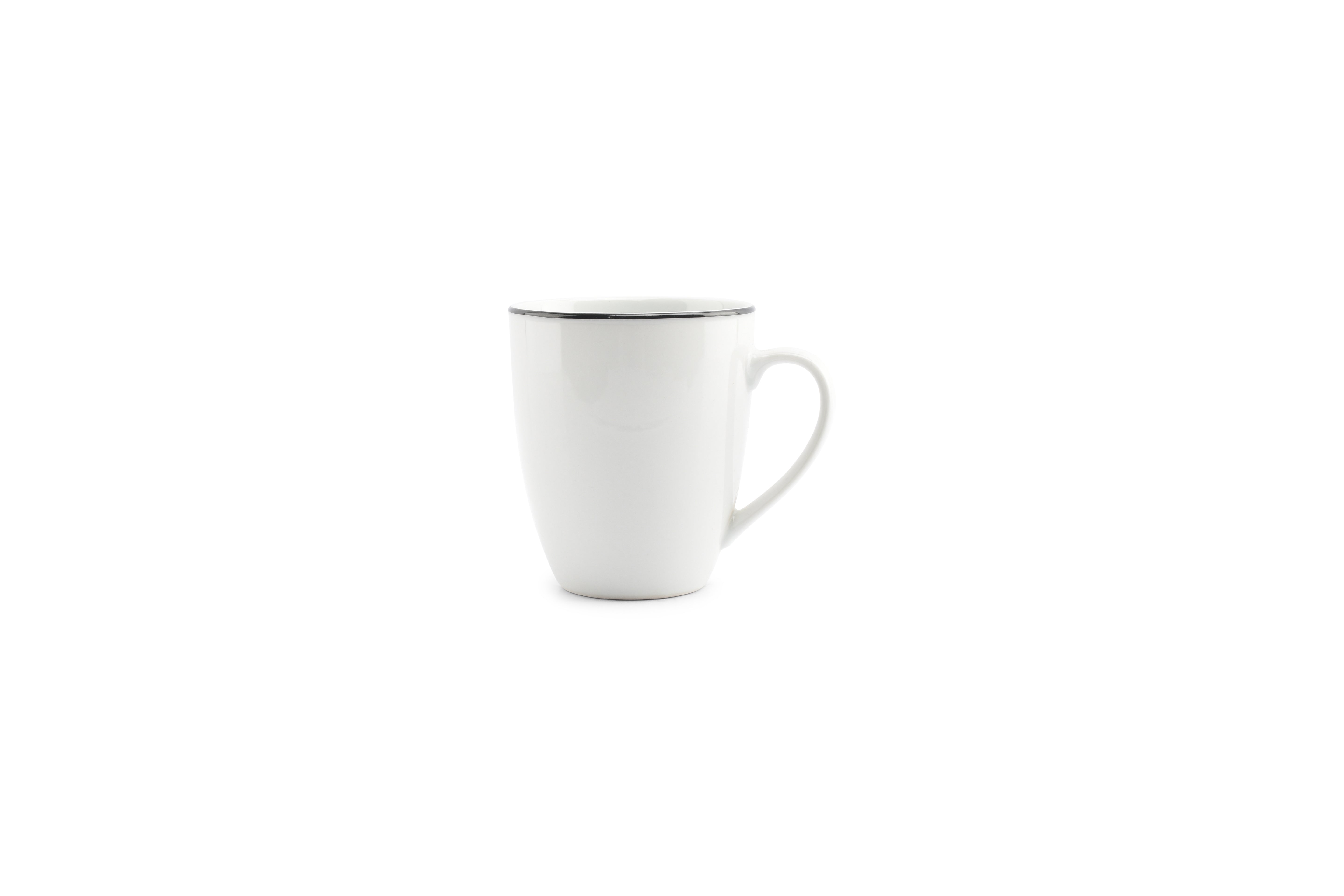 Beker 38cl black rim Basic White