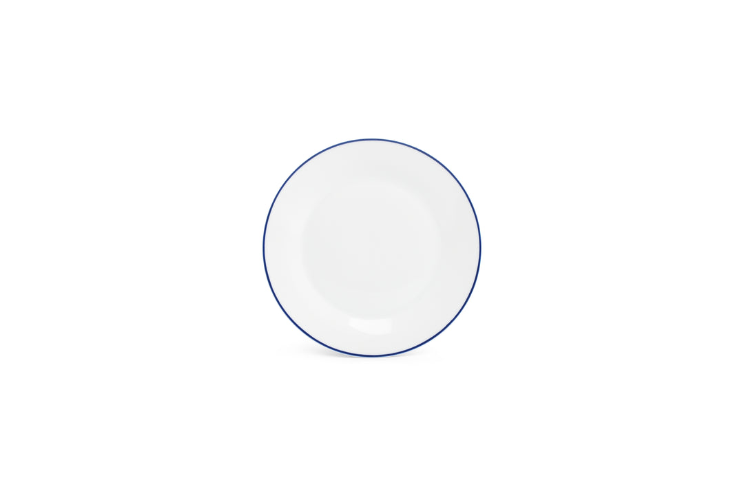 Plat bord 20cm blue rim Basic White  - Set van 6