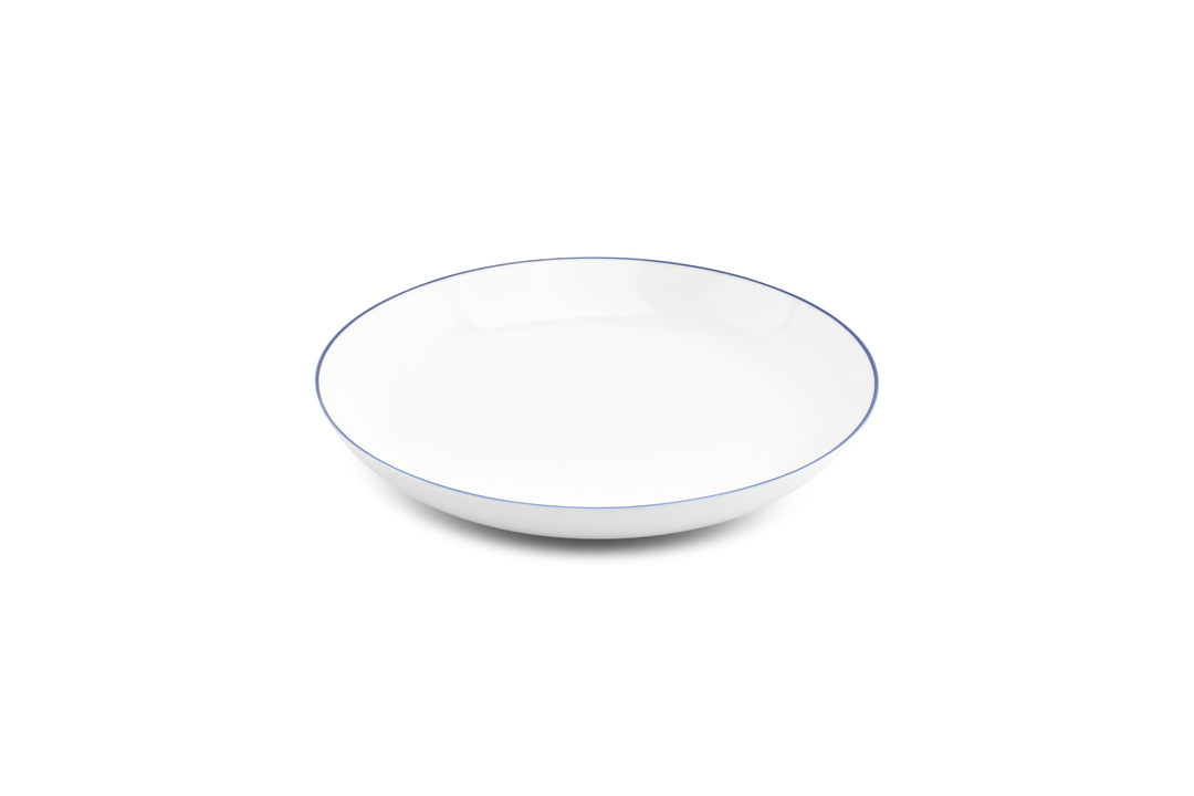 Diep bord 27xH4cm coupe blue rim Basic White  - Set van 6