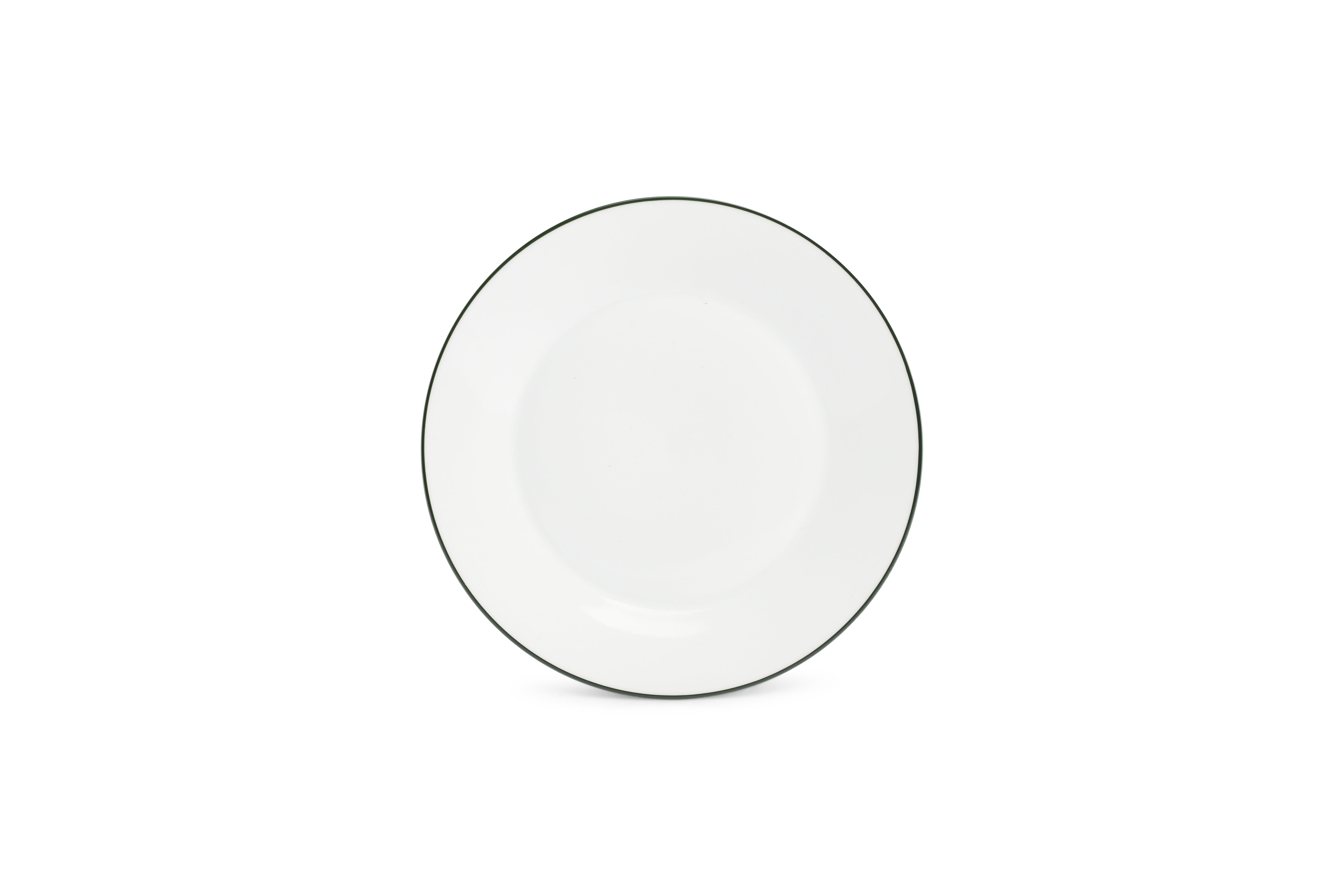 Plat bord 24cm green rim Basic White