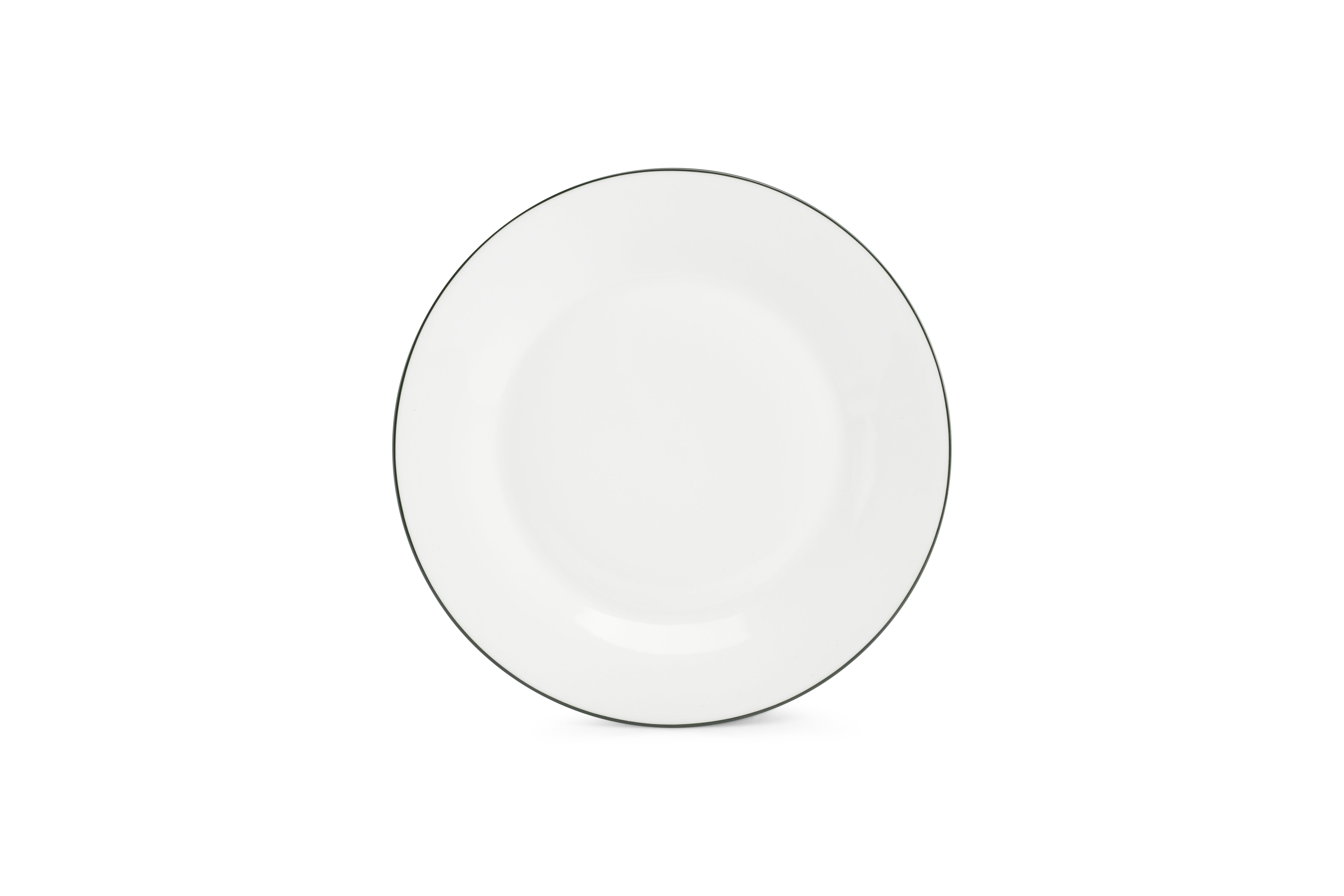 Plat bord 27cm green rim Basic White